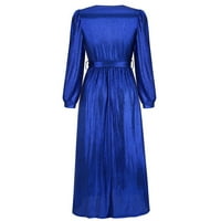 Hanzidakd Ljetne službene haljine za žene dame V izrez Tanka kaiš bronzing haljina haljina duga haljina