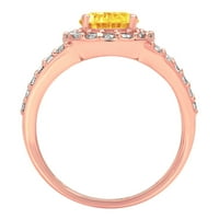 2. CT sjajan ovalni rez prozirni simulirani dijamant 18k Rose Gold Halo Solitaire sa Accenting prstenom