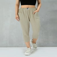 Ženske casual hlače Solidne boje labavih elastičnih struka sa džepovima za svakodnevno radno vrijeme