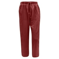 PBNBP ženske pamučne pantalone obične boje elastičnih oslobađajućih džepova pčelatih pantalona ravne