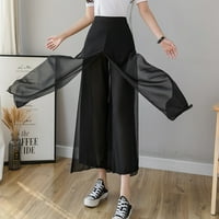 Žene Ledene svile šifonske hlače sa širokim nogama Ljetne casual labave lažne dvije hlače suknje modne