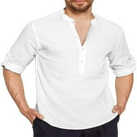 Groanlook Men T majice Majica sa čvrstim bojama Dugi rukavi Muške redovne fit bluze Casual Henley vrat