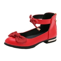 Bellella Kids Girls Princess Bowknot Mary Jane Uniforme cipele za cipele sa patentnim zatvaračem Zupčani sandala Crvena 12c