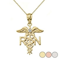 Ogrlica od sestre Diamond Registrovana medicinska sestra u zlatu: Rose Gold 10k Privjesak sa lancem