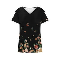 Ženske vrhove cvjetne bluze s kratkim rukavima, Ležerne prilike, Ležerne prilike Modni V-izrez Ljetna