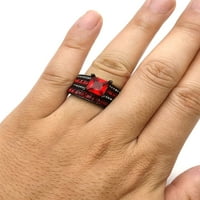 Ringheart Par prstenovi odgovarajući prstenovi 1,5ct crveni CZ Ženski vjenčani prsten za vjenčane trake