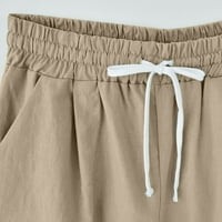 Posteljine Hlače Žene Ljeto Žene Ljeto Ispiši Pet bodova Velike veličine pamučne pantalone casual pantalone Ženske posteljine za ljetne pamučne pantalone