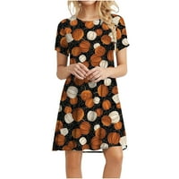 Haljina za prodaju čišćenja za žene s kratkim rukavima za tisak cvjetnog uzorka Okrugli izrez Midi fit