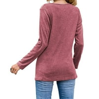 Esobo ženske ležerne majice dugih rukava s dugim rukavima bočni bluze na vrhu