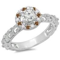 DazzlingRock kolekcija 0. Carat 14K šampanjac i bijeli dijamant Bridal Halo Angažman prsten CT, bijelo