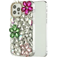 Za Apple iPhone Plus plus cvijeće Bling Crystal 3D puni dijamanti Luksuzni iskrični hibridni poklopac sjajnog svjetla, XPM futrola za telefon [cvjetni dim]