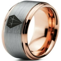 Volfram Diamond Gemstone Adamantine Isometrijski kristalni prsten za prsten za muškarce Žene Udobnost FIT 18K Rose Gold Step Bevel Edge brušeno Polirano