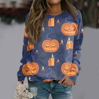 Bicoasu Hallowee Hoodies za žene Ženske vrhove Žene casual moda Hallowee Print Dugi rukav O-izrez Pulover