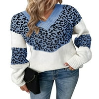 Dukseri za žene Trendy V-izrez seksi leopard džemper Ležerne prilike sa labavim pulover džemperi shermie