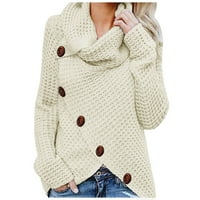Ženski džemper s dugim rukavima s toplim pletenim džemper s gumbom