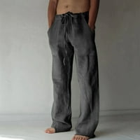 Muška pamučna i posteljina elastična struka Pomiješana prozračna puna lagana pantalona u komfornom od
