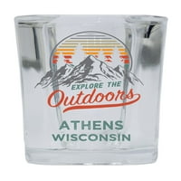 Atina Wisconsin Istražite na otvorenom Suvenir Square Base alkohol Shot Staklo 4-pakovanje
