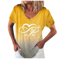Ženske košulje modne žene V-izrez tiskani suncokret s kratkih rukava sa labavim pulover žutom xxxxl