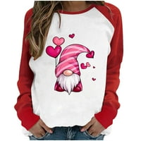 Žene Vole srce Tunike Vrhovi Sretna majica za Valentinovo Grafički dugi rukav Crewneck pulover vrhove