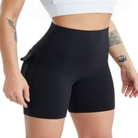 Rejlun ženske gamaše visoki struk joga kratke hlače Tummy Control Workout kratke hlače Atletski mini pantalone za podizanje fitness dna crna xl