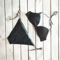 Yubnlvae Womens kupaći kostim dva Soild Print Split setovi plus veličine odjeće za kupaće kostim bikini - crna s