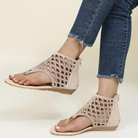 Ženske sandale Rhinestones Hollow Slapke Dressing Summery Summer Clip Toe Sandals Modni patentni patentni