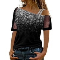 Žene ispisane na ramenima blistaju majica s kratkim rukavima na vrhu trkačkih majica Žene teen majica