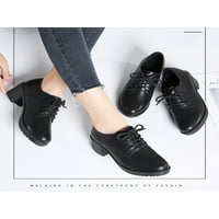 Ymiytan ženske blok pete plišane obloge FAU kožne cipele čipke up radne cipele svakodnevno casual loafer
