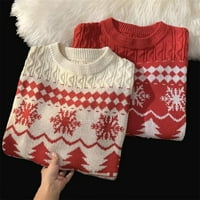 Yubnlvae muns i ženska božićna modna casual lično retro božićnog tiskanog para džemper pulover džemper
