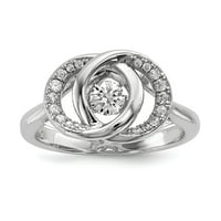 Sterling Silver Platinum-Pltd Swarovski Kristal Vibrant CZ Veličina prstena: 7; za odrasle i tinejdžere;