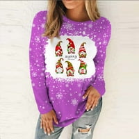 Ženske košulje dugih rukava Ženska božićna serija ispisana okrugla vrat srednja rukava kontrastna majica