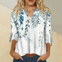 Cleance Womens Ljetni vrhovi labavi povremeni bluze s V-izrezom BLANO rukav majica tamno plava xxl