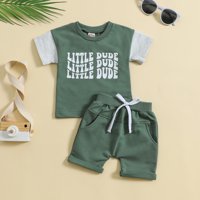 Rovga ljetni toddler dječaci odjeća s kratkim rukavima Pismo otisci majica vrhovi kratke hlače dječje