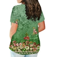 Elneeya Udobni pulover na vrhu ženske casual modne odjeće za žene cvjetne tiskane majice za žene zelene