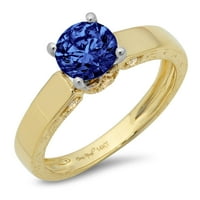 1.06ct okrugli rez plavi simulirani tanzanit 18k žuta bijela zlatna angažmana prsten veličine 10