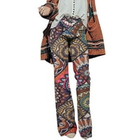 Tobchonp New Fashion Streetwear Etnic Style Cvjetne printske pantalone za žene Elastični struk ravno