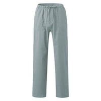 B91XZ MENS Workout Hlače muške casual svakodnevne pune duljine hlače na srednjem struku džepovske pantalone za crtanje sive, veličine m