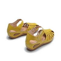 Rewenti Summer Dame Cipele Wedge Heel Retro šuplje Ležerne prilike ženske sandale Clearence Yellow 7