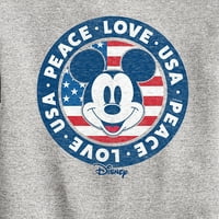 Disney - Americana - Mickey Peace Love USA - Toddler i omladinstvena Crewneck Fleece Dukseri