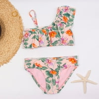 7-14T Djevojke djece Dječje kupaći kostim tropskim cvijećem Print Beach Siamese Split Sling odijelo