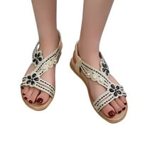 Sandale za žene potpetice modne proljeće ljeto ravne sandale cvjetni rivestone otvorene cipele na plaži