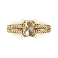 2. CT Sjajni smaragd Clear Simulirani dijamant 18k žuti zlatni pasijans sa accentima prsten sz 5.75