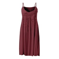 Ljetne haljine za žensku slobodno vrijeme bez rukava mini sunčanica okrugla Okrugla Dress Dress Wine