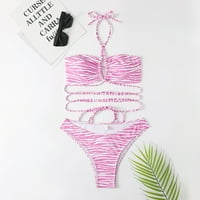 GDFUN Žene Seksi zavoj za zavoj trak kupaći kostim za kupalište Retro Hawaii Print Bikini set kupaći