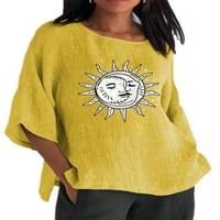 Avamo dame TEE rukav majica Sun Print Tory Majica Žene Nepravilno pulover Loungewear Tunička bluza Ljubičasta