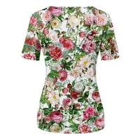Košulje za ženske ležerne s kratkih rukava cvjetna bluza iz vrata za vrat m