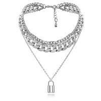 Toyella Europska i američka Creative Legurna privjesak za zaključavanje Micro Diamond multilayer ogrlica