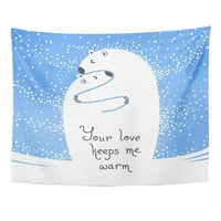Božić dva polarna medvjeda zagrljaju jedni druge natpis Vaša ljubav čuva me topla hladna zidna umjetnost
