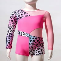 Gimpena s dugim rukavima Gimnastika Leotard Ballet Dance BikeTard Short Unitard Dancewear Pink Leopard