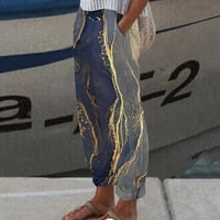 Ženske ležerne ljetne hlače Elastične struke pantalone za struku Print Rele Fit FIT Hlače na plaži Sivoj